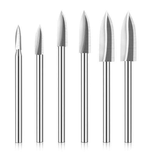 6 PCS FFyeiiy Wood Carving Bits, 1/8” HSS Rotate Tool Engraving Drill Bit Set, DIY Wood Carving Bits Crafts Grinding, Woodworking Rotary Tools Shank Universal Fitment