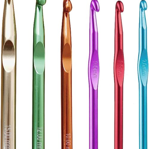 Large Aluminum Crochet Hooks Set 7mm, 8mm, 9mm,10mm, 12mm, 15mm, Big Standard Size Crochet Hooks