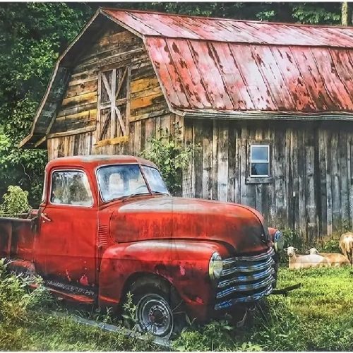 BOHADIY Diamond Painting Kits for Adults - Red Truck Diamond Art Kits for Adults Beginner, DIY Full Drill House Diamond Dots Paintings with Diamonds 5D Gem Art and Crafts Home Wall Decor 12x16inch