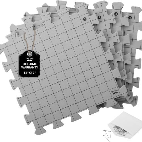 Mr. Pen- Interlocking Blocking Mats, 12”x12”, 4 Pack, Blocking Mats for Knitting & Crochet Projects with 50 T-Pins, Knitting Blocking Mats and Pins, Crochet Blocking Board for Crocheting