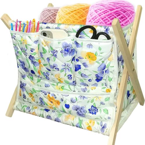 Gkesgm Yarn Storage Organizer for Yarn Skeins，Crochet Bag Organizer for Crochet Hooks Knitting Needles，Crochet Accessories, Crocheting & Knitting Gifts