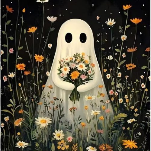 CTEZ184CT_1 SOTYIOO Halloween Diamond Art Kits for Adults. Halloween Diamond Painting kit for Adults Ghost Full Drill Round Gem Art 5D Diamond Dots Suitable Home Wall Decor 12x16inch