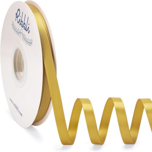 Ribbli Gold Satin Ribbon Double Faced Satin 3/8 Inch x Continuous 50 Yards-Gold Ribbon for Gift Wrapping Crafts Wedding Decoration Bows Bouquet Floral Arrangement