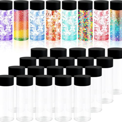 28 Pcs Empty Plastic Sensory Bottles with Lids, 10 oz/ 300 ml Leakproof Clear Reusable Bottles for Sensory Crafts Classroom Handmade Party Supply