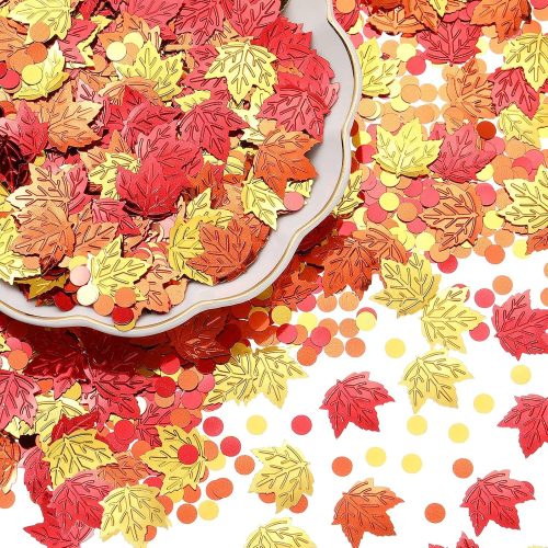 Geosar 3.5oz Fall Glitter Confetti Thanksgiving Maple Leaf Table Sprinkles Fall Party Foil Metallic Sequins Mini Gold Table Scatters for Autumn Holiday Thanksgiving Party Supplies 100g