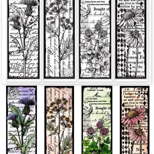 CTGP15CT_1 GLOBLELAND Vintage Flower and Text Background Clear Stamps Retro Flower Bookmark Silicone Stamp Seal for DIY Scrapbooking and Card Making Paper Craft Decor