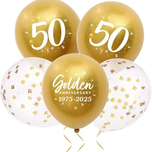 24pcs 50th Anniversary Decorations Balloons Gold 50th Wedding Anniversary Balloons 1975-2025