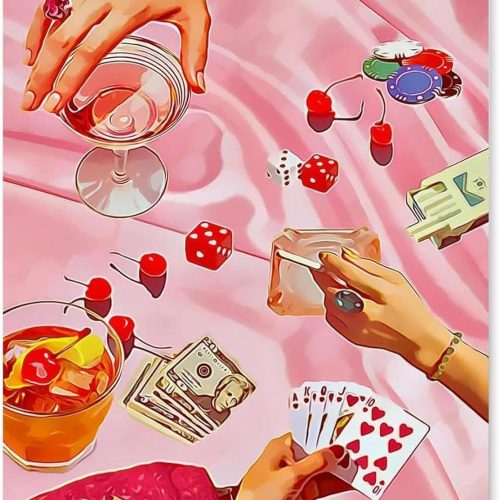 CTN390CT_1 KICHANG Pink Diamond Art Kits for Adults Beginner,DIY Modern Diamond Painting 5D Round Full Drill Diamond Dots Gem Art Crafts with Tools,Funny Crafts for Home Wall Decor&Gift-12x16in