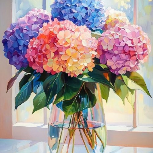 Cynqube Hydrangea in Glass 5D Diamond Painting Kit for Adults - DIY Full Drill Diamond Art for Beginners - Crystal Craft Kit for Home Wall Decor (11.8x15.7 inch)