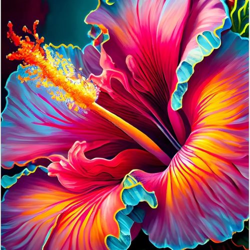 DOMROM Diamond Painting Kits for Adults, Hibiscus Diamond Art Kits, 5D Flowers Diamond Painting, DIY Round Full Drill Diamond Painting Gem Arts and Crafts for Home Decor 12x16 inch