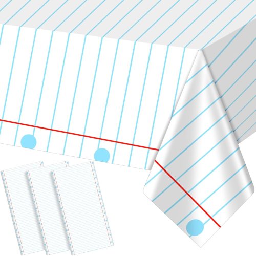 Oudain 4 Pcs Preschool Kindergarten Back to School Party Tablecloth First Day to School 54 x 108 Inch Large Disposable Rectangle Notebook Tablecloth Cover for Party Supplies Table Decorations