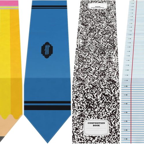CTR282CT_1 Breling 4 Pcs Back to School Decorations Table Runner First Day of School Pencil Crayon Ruler Notebook Style Table Cloth Preschool Kindergarten Classroom Decor for Dining Room Party