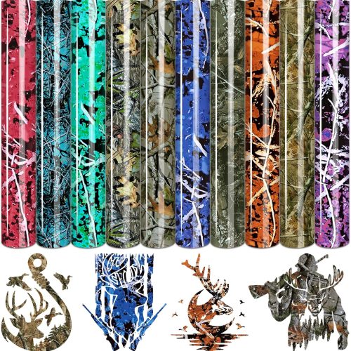 Tintnut Real Tree Heat Transfer Vinyl - 10 Sheets 10 x 12 Inch Camo Pattern Iron on Vinyl for Hunter Outdoor Camouflage Printed HTV DIY T-shirts Handbags Hat Pants Craft for Cricut or Silhouette Cameo