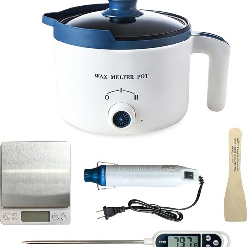 Wax Melting Pot Kit with Electric Wax Melter, Pro DIY Candle Making Supplies Kit with Digital Scale(No Battery), Heat Gun, Thermometer for Adults