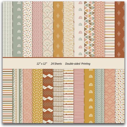 12x12 Scrapbook Paper Pads 24 Sheets Double-Sided Decorative Craft Paper, MIATTCLD Vintage Cardstock Papers Colored Patterned Papers Pack