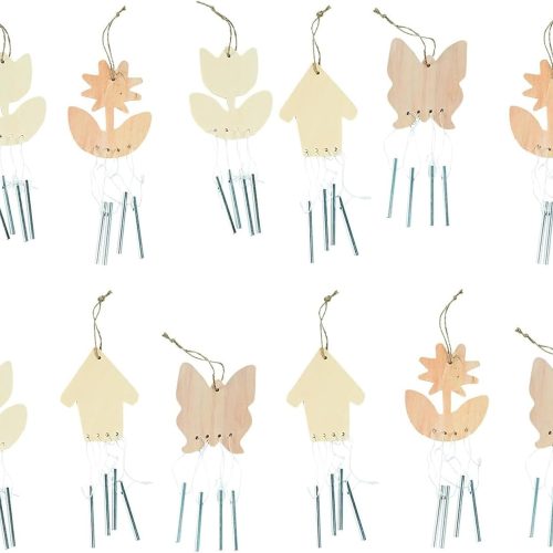 DIY Wind Chime Kits for Kids - Makes 12 - Assorted Spring Theme Shapes - Great Creative Activity for Kids