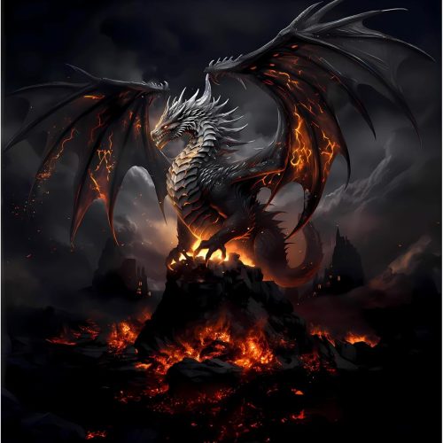 GVYGVY Diamond Art Kits for Adults, 5D DIY Full Drill Flame Volcano Dragon Diamond Painting Kit, 12x16 Inch