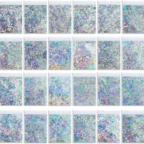 CTZ1203CT_1 LightStone Sliver Sparkles Holographic Chunky Glitter, 120g/4.23oz - Bulk Glitter for Crafts, Resin, Painting, Nail Art, Hair, Tumblers, Slime, Festival Decor (3-4mm)