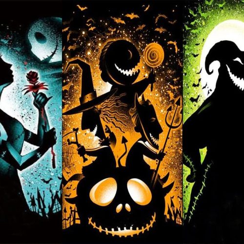Jack and Sally Stamped Cross Stitch Kits - Halloween Printed Counted Cross Stitch for Beginners Adults Dimensions Printed Patterns Embroidery Crossstitching Kits Arts and Crafts (11ct Without Frame)