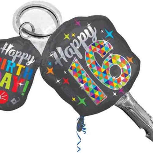 Sweet 16 Birthday Car Keys Shaped 38" Mylar Balloon