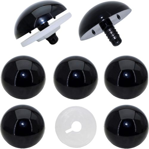 ARTCXC 1Box(8Pcs) 40mm Extra Large Safety Eyes and Washers for Amigurumi Crochet, Black Screw Thread-Lock Design Plastic Stuffed Animal Eyes with Washers for Doll, Puppet, Plush Animal DIY Making