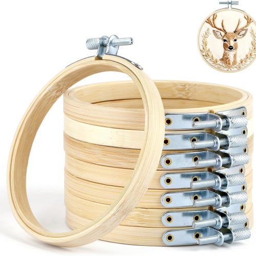 PEASUG 9 Pieces Embroidery Hoop, 4 Inch Small Wood Embroidery Hoops Frames, Bamboo Circle Cross Stitch Hoop Ring for Embroidery Art Craft Sewing