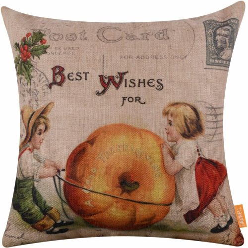 Thanksgiving Pillow Cover 18x18, Farmhouse Autumn Decorative Pillow Cover, Fall Decor for Home Indoor, Turkey Cushion Pillowcase for Sofa Couch CC861