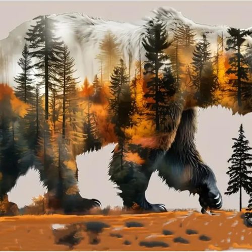 MOMDEDP Forest Bear Diamond Art Kits for Adults,DIY 5D Diamond Painting Kits for Beginners, Round Full Drill Diamond Dots Paintings,Diamonds Pictures Gem Art for Adults Crafts Home Decor 12x16inch