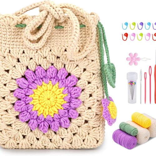 Pnytty Crochet Kit for Beginners Phone Bag Beginners Crochet Kit, Crochet Craft Starters Kits for Adults with Easy Step-by-Step Video Tutorials