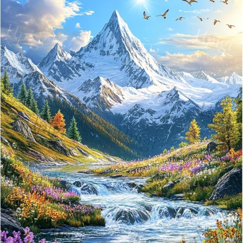 Upigi Diamond Painting Kits for Adults,Landscape Scenery DIY 5D Diamond Art Kits for Beginners,Round Full Drill Landscape Scenery Mountains Gem Art Crafts Kit for Home Wall Decor 12 x 16 Inch