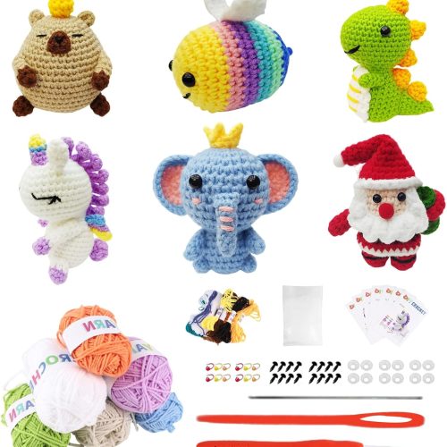 1 6Pcs Crochet Kit For Beginners,Crochet Animal Kits, 2025 DIY Craft for Adults and Kids,Best Gift for Crochet Lovers, Crocheting Animal Kits with Step-by-Step Video,Birthday Gift , Holiday Gifts