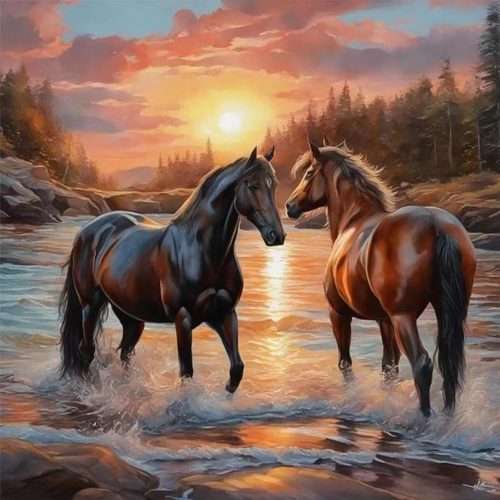 1 Woteilus Horse Diamond Art Kits for Adults: Stitch Diamond Painting Horse for Beginners Full Drill Round Animal Diamond Art Horses 11.8 x 11.8 inch