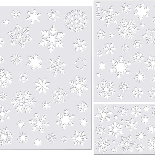 1 Christmas Snowflake Stencil Template, Reusable Plastic Craft Drawing Painting Stencil Journal Template for Window Glass Wall Door Card Scrapbook Notebook Holiday Xmas Snow Flake Art DIY Project