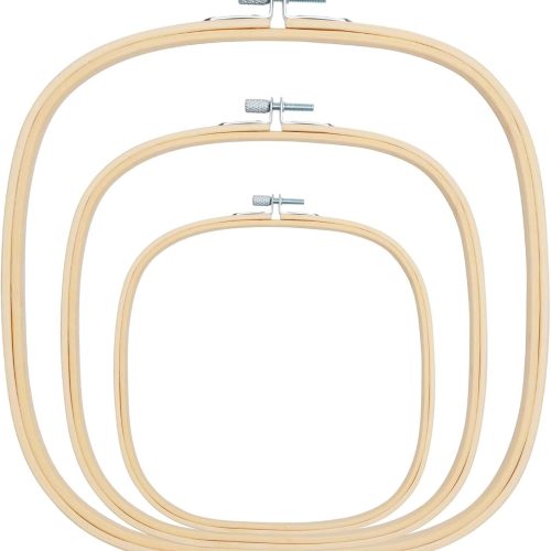 1 Caydo 3 Pieces 3 Sizes Square Embroidery Hoops Adjustable Circle Cross Stitch Hoop Embroidery Frames for Sewing, Needlework, DIY Embroidery Craft