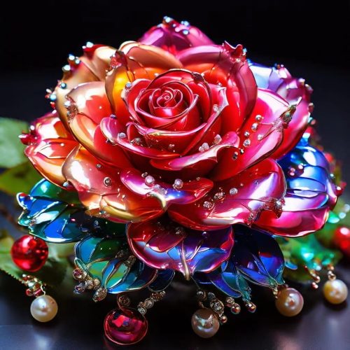 1 Lvmuu Diamond Painting Kits for Adults Shiny Red Rose, 5D DIY Full Round Drill Floral Diamonds Art Sets for New Beginner Paint with Diamonds Art Crafts Home Decoration 12x12in