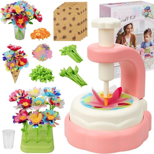1 Givzan Fabric Flower Crafts Toy – DIY Art Kit for Kids, Build Your Own Bouquet with Colorful Flowers, Creative Arts & Crafts for 4 5 6 7 8 Year Old Girl, Educational Birthday Gift