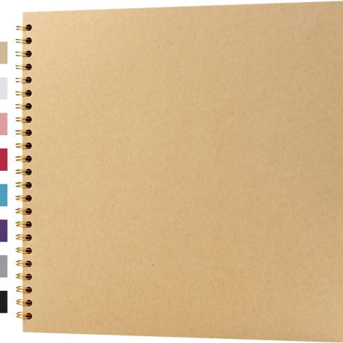 1 potricher 12 x 12 Inch DIY Scrapbook Album 40 Pages Hardcover Kraft Paper Scrap Book Photo Albums Memory Book for Wedding and Anniversary Family (Yellow, 12 Inch)