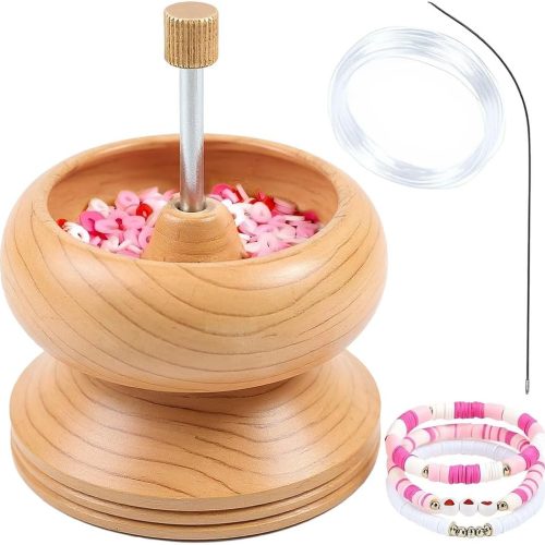Shop LC Seed Bead Spinner for Jewelry Making Kit Clay Bead Spinner with Big Eye Beading Needle & 3mtr Wire - Necklace Bracelet Maker Wooden Birthday Christmas Gifts - Pinewood
