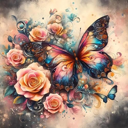 Butterfly Diamond Art Kits for Adults, Butterfly Diamond Painting, 5D Round Full Drill Gem Art Kits DIY Crafts for Home Decor Gift 13.7''Wx13.7''L