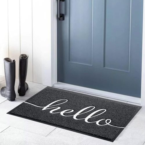 1 Door mat, Outdoor Indoor Welcome mat, Durable Non-Slip Easy to Clean Front Doormat, Entrance Rectangular Doormat, for high Traffic Areas (30" x 17.5", Black)