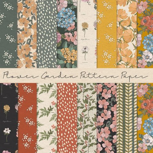 1 Whaline 30Pcs Floral Garden Pattern Paper Vintage Flower Botanic Scrapbook Specialty Double Sided Floral Decorative Craft Paper For DIY Card Making Photo Album Journal Decor, 11.8 x 11.8 Inch