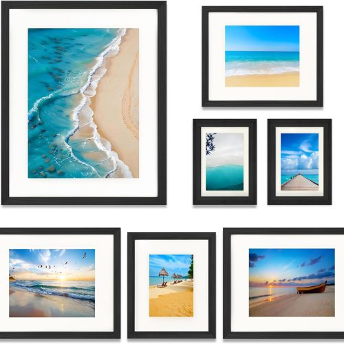 1 7 Pack Picture Frames Collage Wall Decor, Gallery Wall Frame Set for Wall Mounting or Tabletop Display, Multi Sizes Including 16x20-1, 11x14-2, 8x10-2,5x7-2 Family Photo Frames,Made of Solid Wood,Black