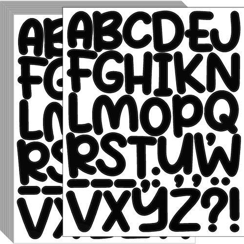 1 912 Pieces Letter Stickers 24 Sheets 2 Inch Alphabet Letter Stickers Self Adhesive Sticker Letters for Bulletin Board Classroom Mailbox Door Home Decor(Black)