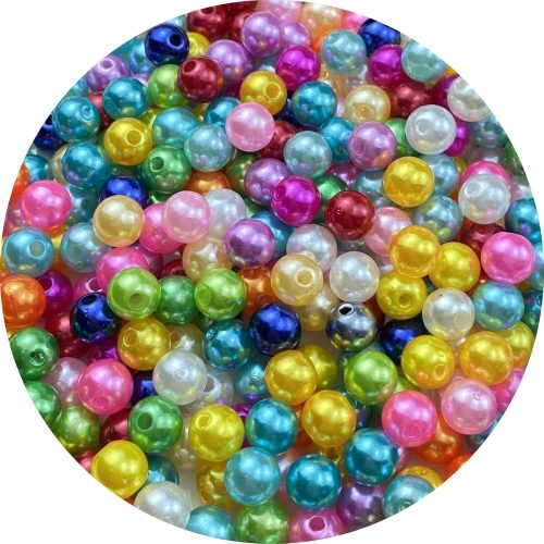1 300pcs Pearl Beads 8mm Round Pearl Beads with Hole for DIY Bracelet Necklace Jewelry Making Supplies Handmade Craft(Mix Colors)