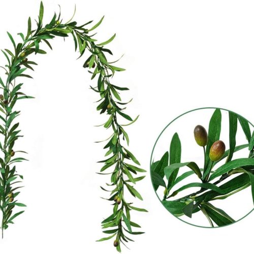 Artificial Olive Leaf Garland, Olive Branch Wreath Ivy Vines Leaf Greenery Ornament for Wedding Backdrop Home Indoor Outdoor Wall Party Decoration