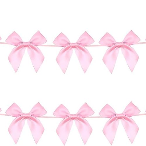 2pcs Pink Bow Garland Banner, Pink Ribbon Bow Party Decorations for Baby Shower Girls Bow Coquette Birthday Party Decor
