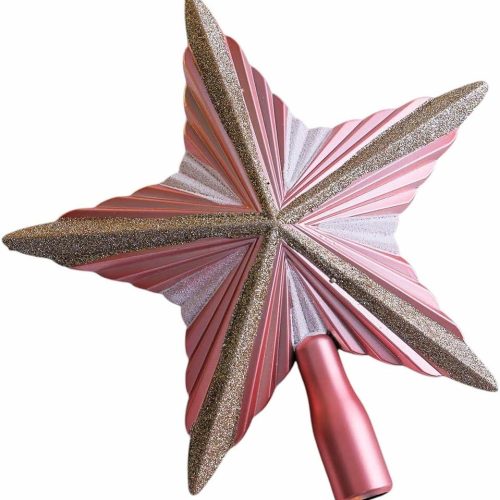 Heyiwell Pink Matte Painted Christmas Tree Topper,Star Tree Topper for Christmas Tree, Holiday or Home Decorations 8" X 9"Inch