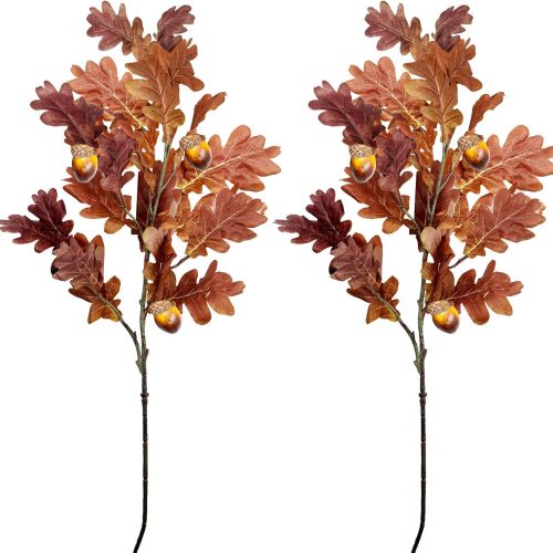 SNAIL GARDEN 2 Pcs 39.3in /100cm Faux Oak Fall Floral Stems with Acorns,Large Artificial Fall Stems for Vases Filler, Autumn Decor Oak Leaves Artificial Fall Flowers Wedding Porches Courtyards