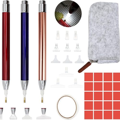 Abodhu Diamond Painting Pen Kits with LED, 5D Light Up Drill Pens for Arts, Nails DIY Crafts Decoration, 12pcs Tips
