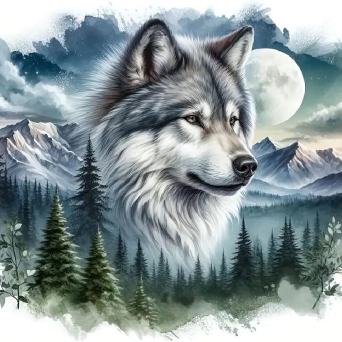 5D Forest Wolf Diamond Art Kits for Adults Beginners,DIY Full Round Drill Diamond Painting Kits Moon Wolf Head, Diamonds Dot Gem Art Crystal Mountain Landscape for Home Wall Decor12X12In